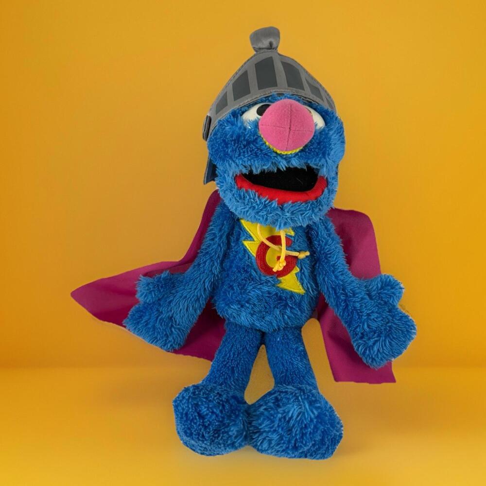 Super Grover Plush 19" Working  Sesame Street Stuffed Toy w/ Helmet & Cape 2013